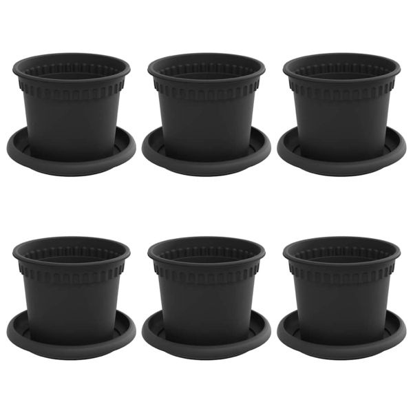 Саксии за растения 6 pcs Черно Ø 12,5 x 10 см Пластмаса