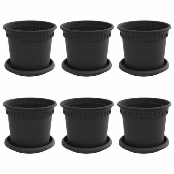 Саксии за растения 6 pcs Черно Ø 15 x 12 cm Пластмаса