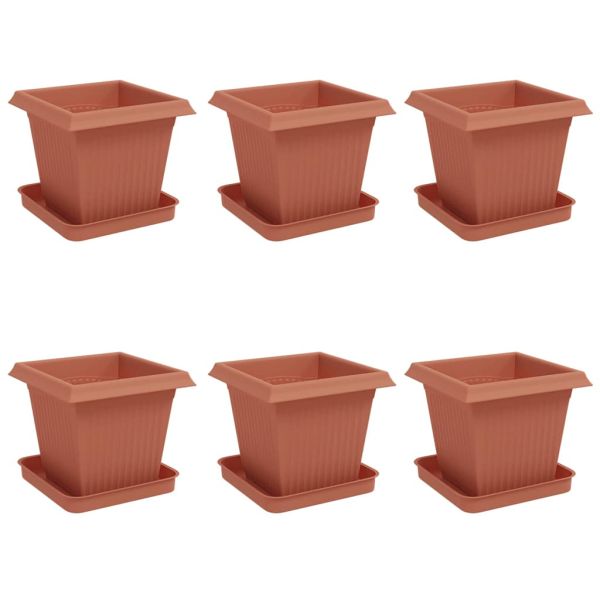 Саксии за растения 6 pcs Червено тухла 16 x 16 x 14 см