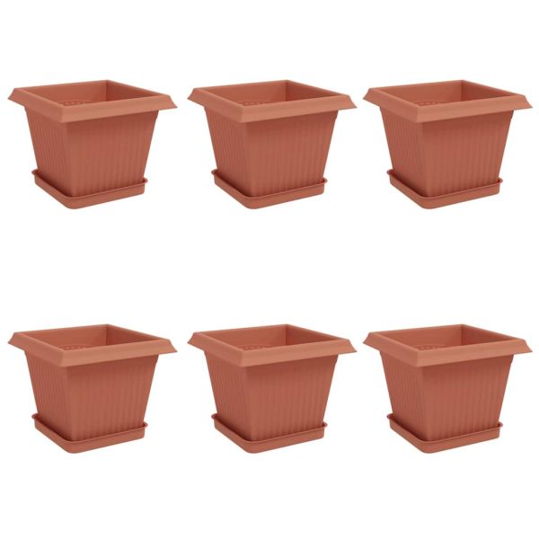 Саксии за растения 6 pcs Червено тухла 20 x 20 x 16 см