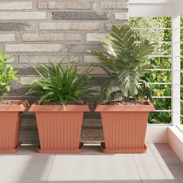 Саксии за растения 6 pcs Червено тухла 33 x 33 x 26 см