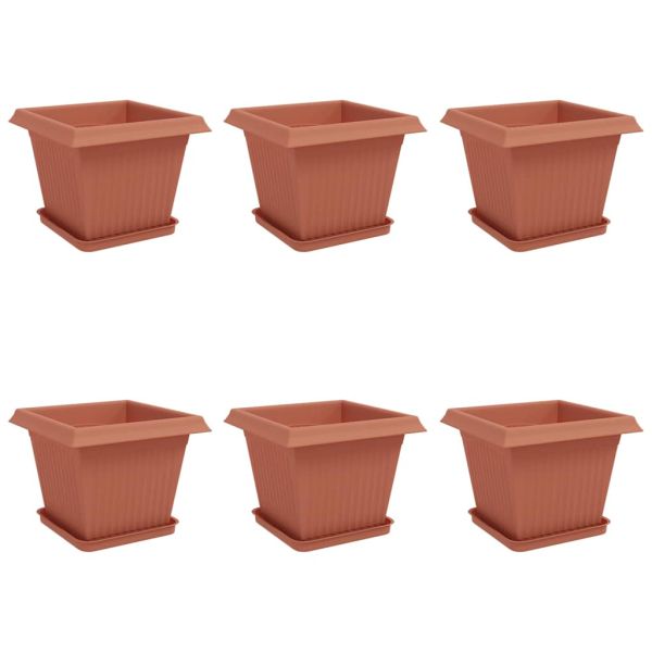 Саксии за растения 6 pcs Червено тухла 33 x 33 x 26 см
