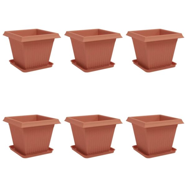 Саксии за растения 6 pcs Червено тухла 38 x 38 x 30 см