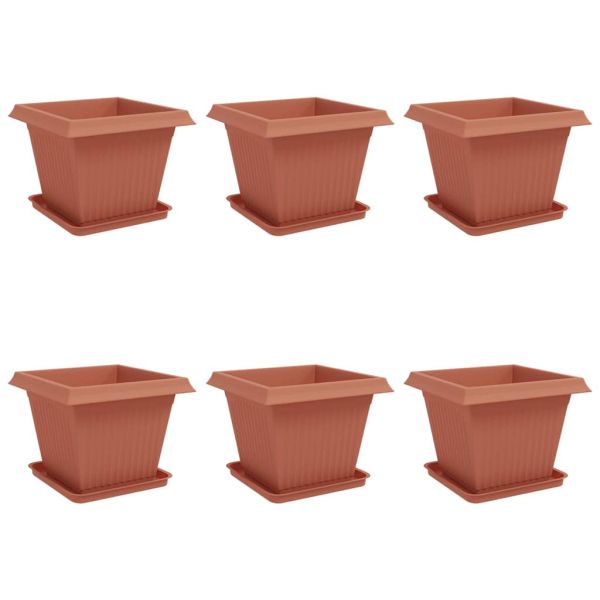 Саксии за растения 6 pcs Червено тухла 43 x 43 x 33,5 см