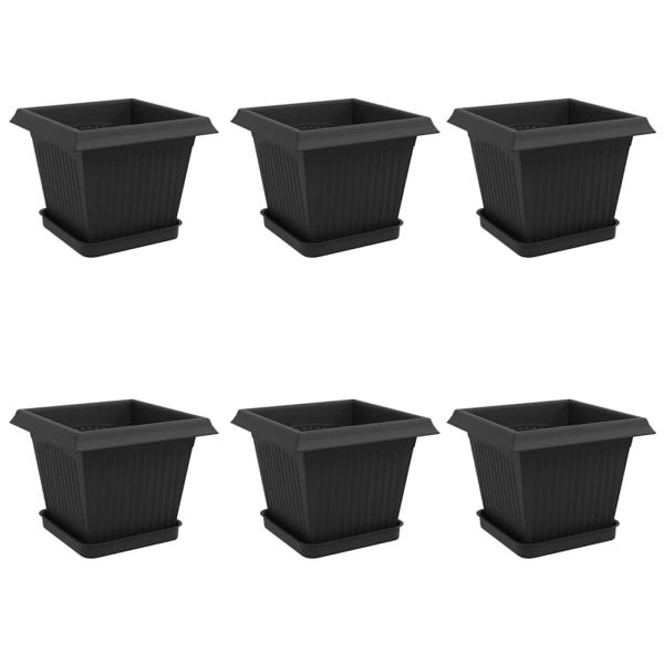 Саксии за растения 6 pcs Черно 20 x 20 x 16 см Пластмаса