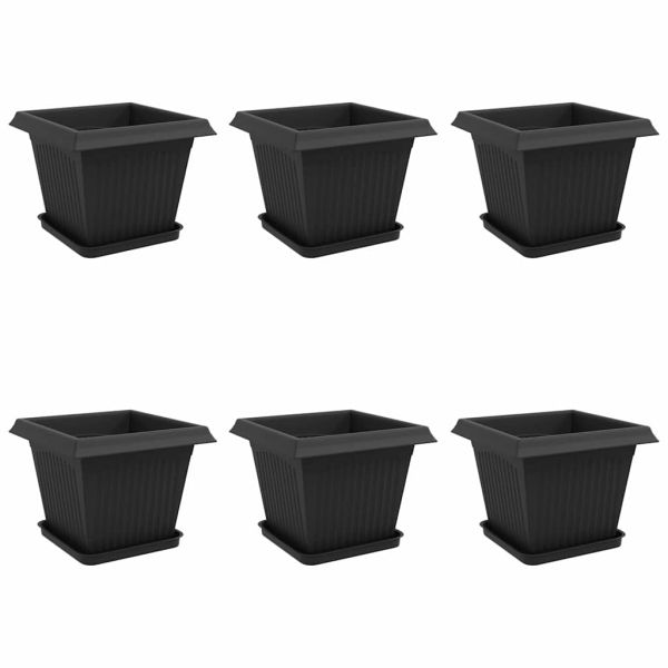 Саксии за растения 6 pcs Черно 33 x 33 x 26 см Пластмаса