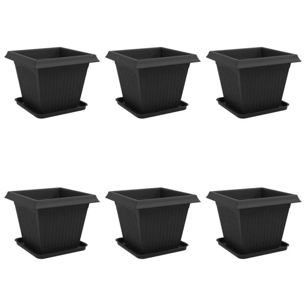 Саксии за растения 6 pcs Черно 38 x 38 x 30 см Пластмаса