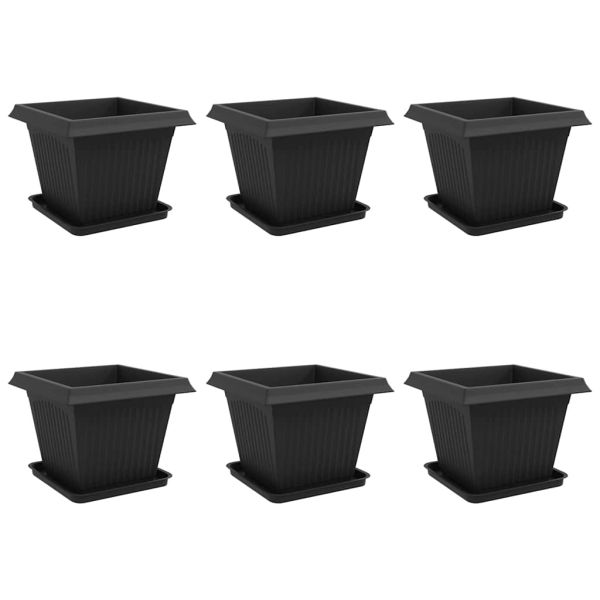 Саксии за растения 6 pcs Черно 43 x 43 x 33,5 см Пластмаса
