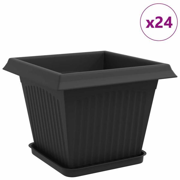 Саксии за растения 24 pcs Черно 28,5 x 28,5 x 22 см Пластмаса