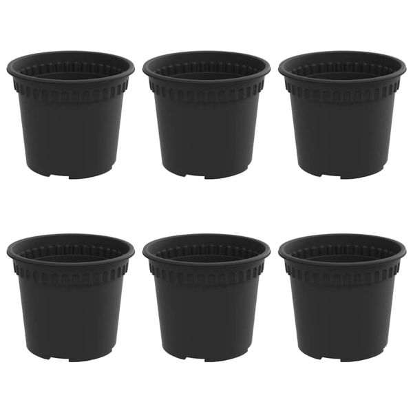 Кръгла саксия за цветя 6 pcs Черно Ø 12,5 x 10 см Пластмаса