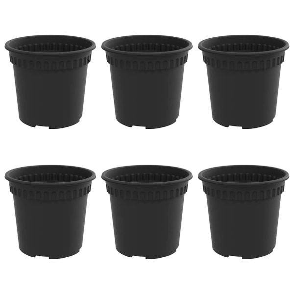 Кръгла саксия за цветя 6 pcs Черно Ø 15 x 12 cm Пластмаса