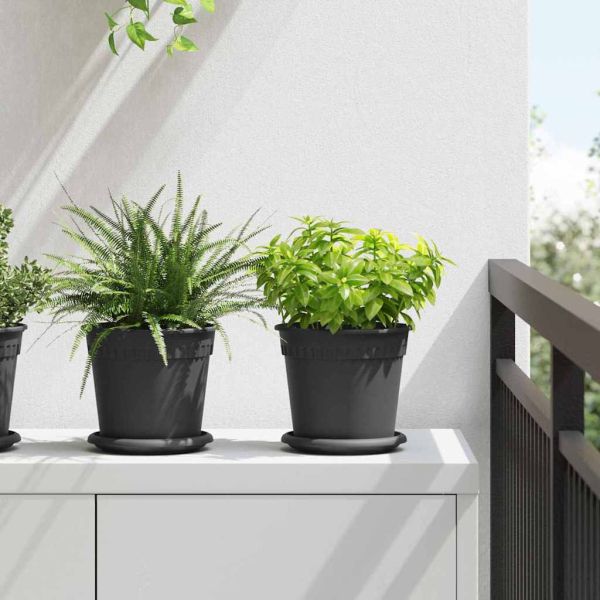 Кръгла саксия за цветя 6 pcs Черно Ø 17 x 14 см Пластмаса