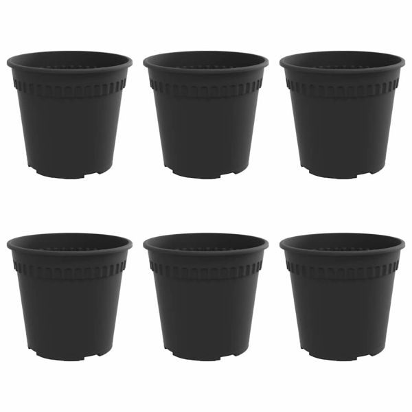 Кръгла саксия за цветя 6 pcs Черно Ø 19 x 16 см Пластмаса