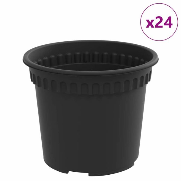 Кръгла саксия за цветя 24 pcs Черно Ø 12,5 x 10 см Пластмаса