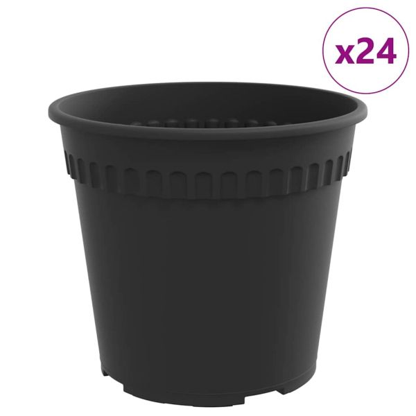 Кръгла саксия за цветя 24 pcs Черно Ø 19 x 16 см Пластмаса