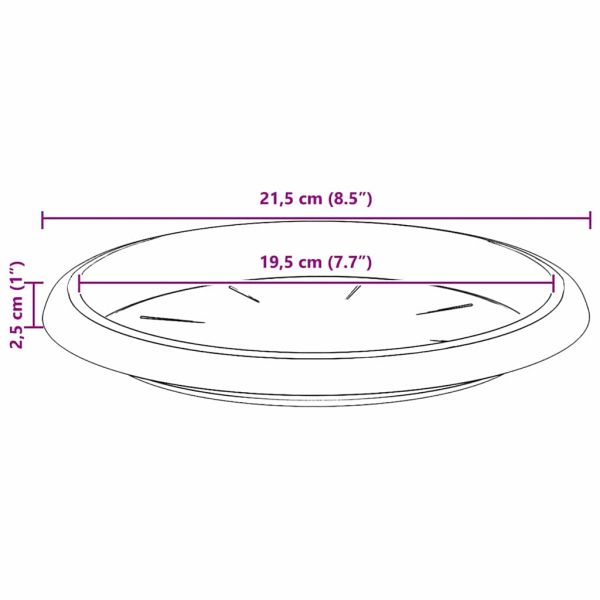 Кръгъл поднос за цветя 6 pcs Червено тухла Ø 21,5 x 2,5 см