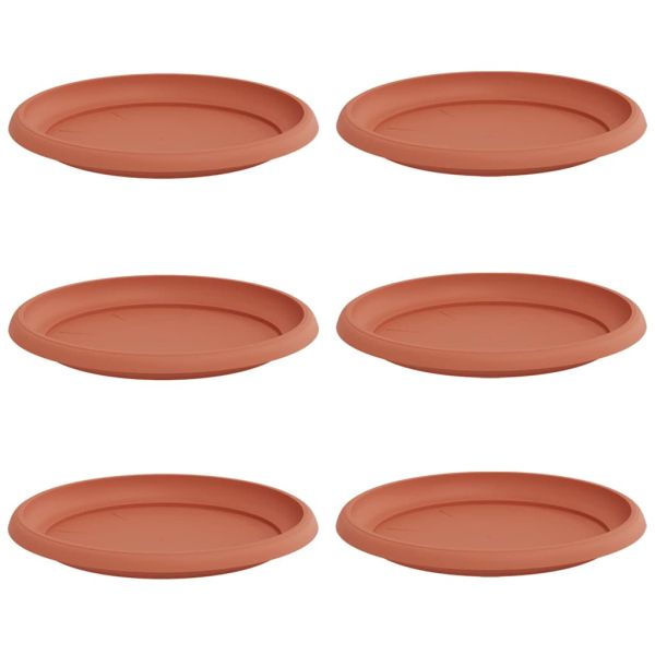 Кръгъл поднос за цветя 6 pcs Червено тухла Ø 23,5 x 2,5 см