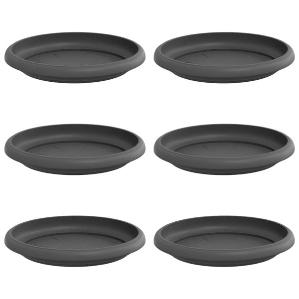 Кръгъл поднос за цветя 6 pcs Черно Ø 14 x 2 см Пластмаса