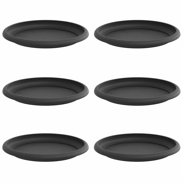 Кръгъл поднос за цветя 6 pcs Черно Ø 17,5 x 2 см Пластмаса