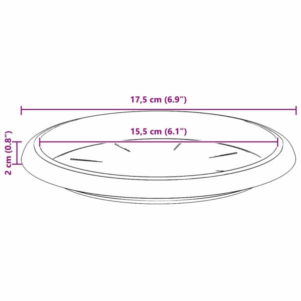 Кръгъл поднос за цветя 6 pcs Черно Ø 17,5 x 2 см Пластмаса