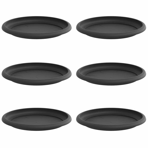 Кръгъл поднос за цветя 6 pcs Черно Ø 19 x 2 см Пластмаса