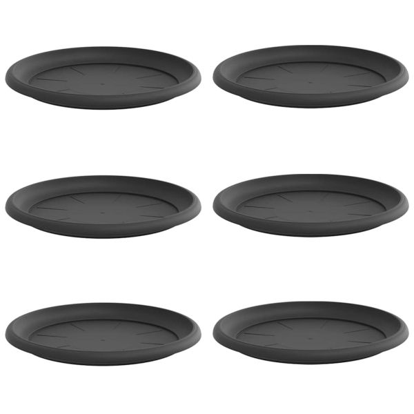 Кръгъл поднос за цветя 6 pcs Черно Ø 14 x 2 см Пластмаса