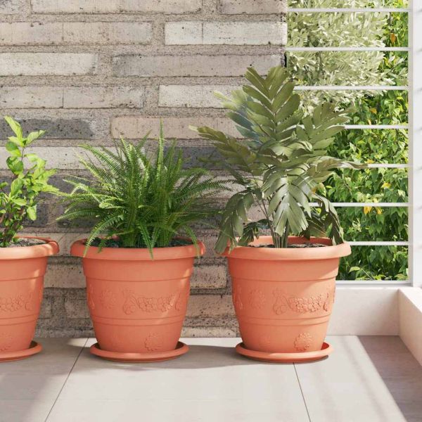 Кръгъл поднос за цветя 24 pcs Червено тухла Ø 14 x 2 см