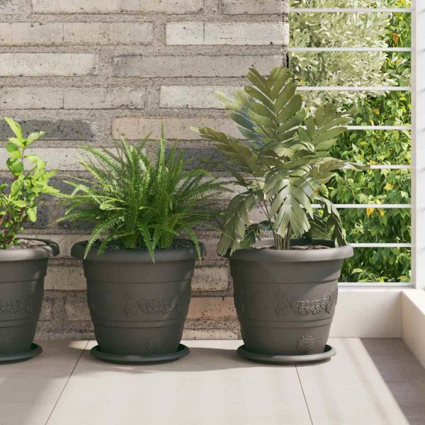 Кръгъл поднос за цветя 24 pcs Черно Ø 19 x 2 см Пластмаса