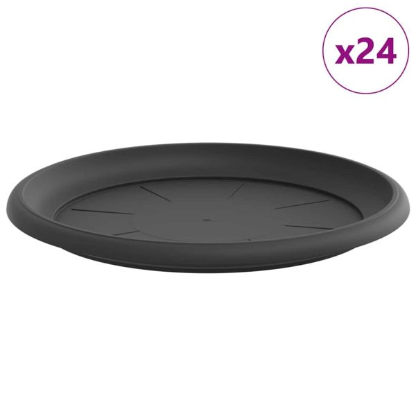 Кръгъл поднос за цветя 24 pcs Черно Ø 27 x 2,5 см Пластмаса