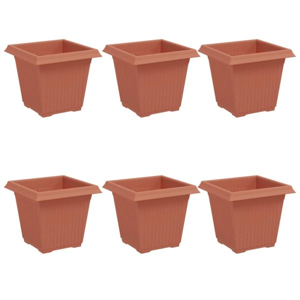 Квадратна цветна саксия 6 pcs Червено тухла 16 x 16 x 14 см