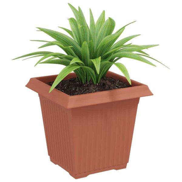 Квадратна цветна саксия 6 pcs Червено тухла 16 x 16 x 14 см