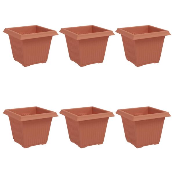 Квадратна цветна саксия 6 pcs Червено тухла 20 x 20 x 16 см