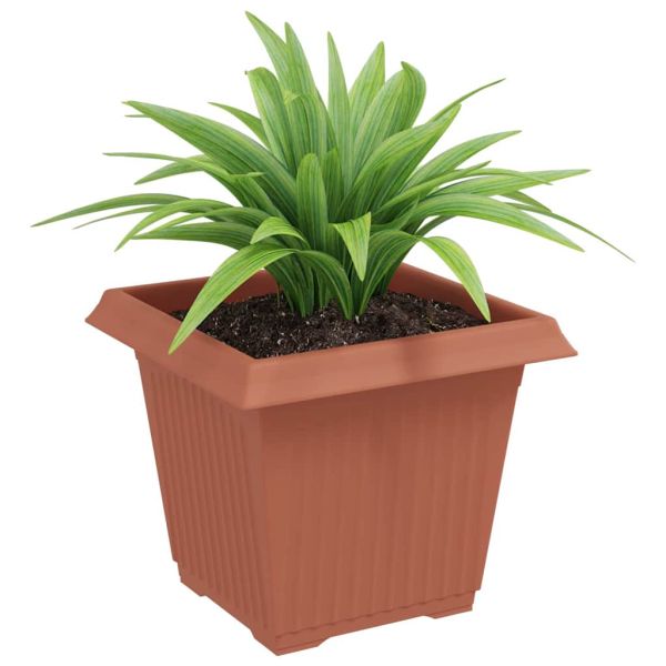 Квадратна цветна саксия 6 pcs Червено тухла 20 x 20 x 16 см
