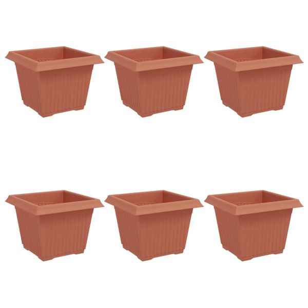 Квадратна цветна саксия 6 pcs Червено тухла 23 x 23 x 17,5 см