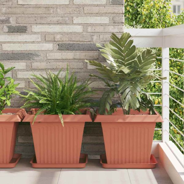 Квадратна цветна саксия 6 pcs Червено тухла 43 x 43 x 33,5 см