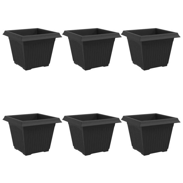 Квадратна цветна саксия 6 pcs Черно 28,5 x 28,5 x 22 см