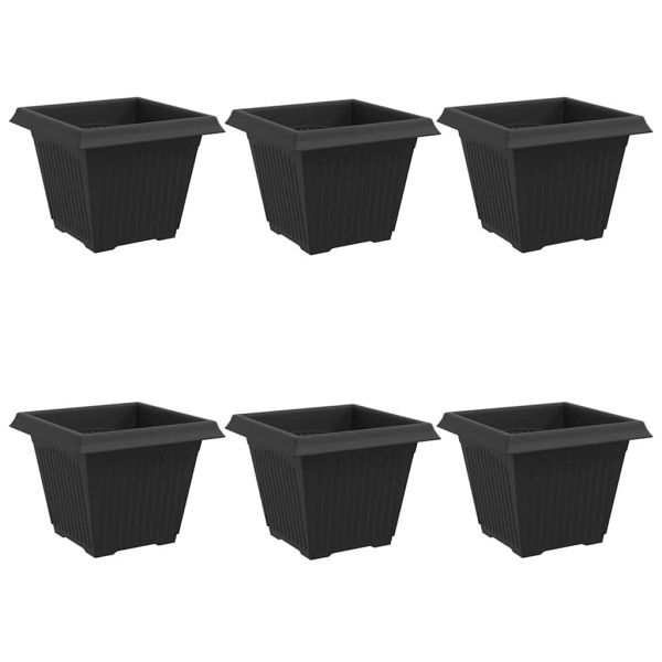 Квадратна цветна саксия 6 pcs Черно 38 x 38 x 30 см Пластмаса
