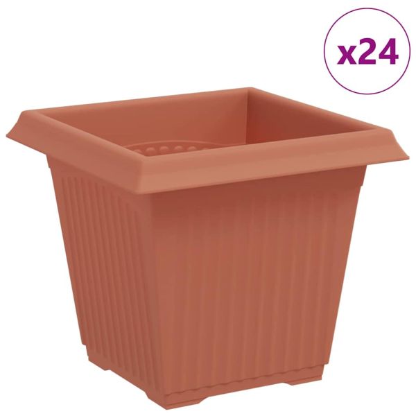 Квадратна цветна саксия 24 pcs Червено тухла 16 x 16 x 14 см