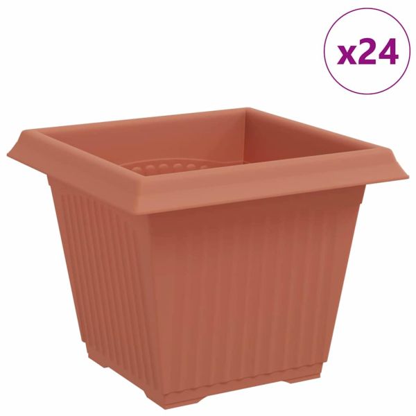 Квадратна цветна саксия 24 pcs Червено тухла 20 x 20 x 16 см
