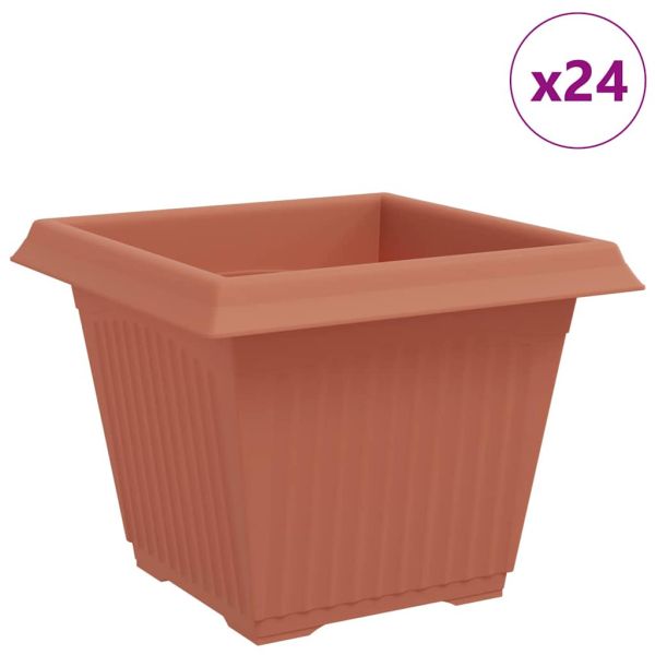 Квадратна цветна саксия 24 pcs Червено тухла Пластмаса