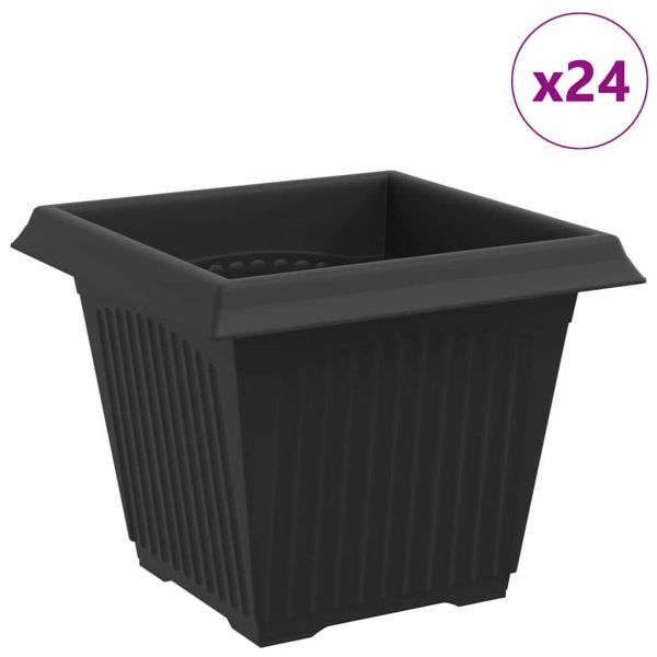 Квадратна цветна саксия 24 pcs Черно 20 x 20 x 16 см Пластмаса