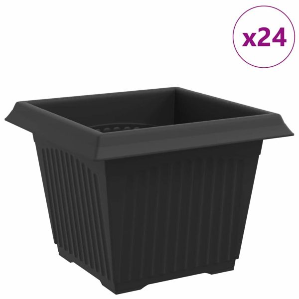 Квадратна цветна саксия 24 pcs Черно 23 x 23 x 17,5 см