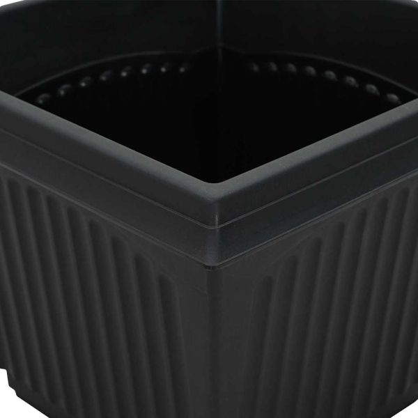 Квадратна цветна саксия 24 pcs Черно 23 x 23 x 17,5 см