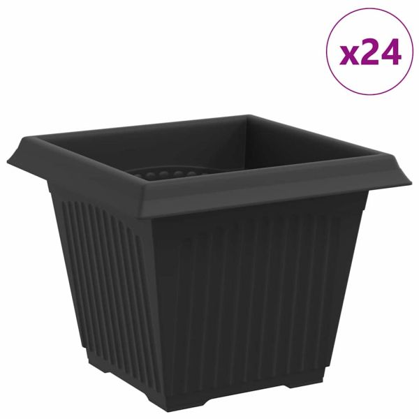 Квадратна цветна саксия 24 pcs Черно 33 x 33 x 26 см Пластмаса