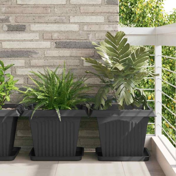 Квадратна цветна саксия 24 pcs Черно 43 x 43 x 33,5 см