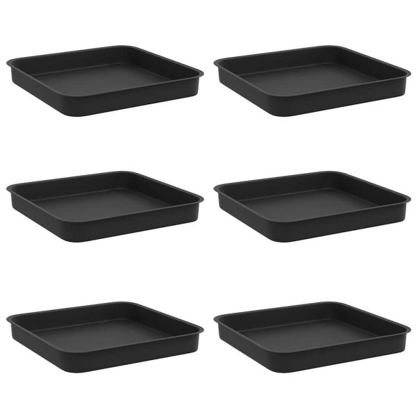 Квадратен цветен поднос 6 pcs Черно 15 x 15 x 2 см Пластмаса