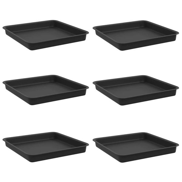 Квадратен цветен поднос 6 pcs Черно 18 x 18 x 2 см Пластмаса