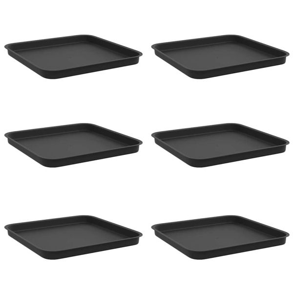 Квадратен цветен поднос 6 pcs Черно 32 x 32 x 2,5 см Пластмаса