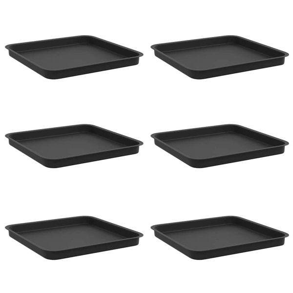 Квадратен цветен поднос 6 pcs Черно 36 x 36 x 2.5 см Пластмаса