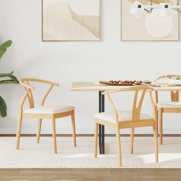 Трапезен стол 2 pcs Естествено и светло Солидно гумено дърво